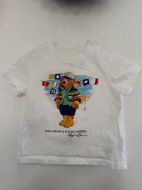 NWOT Ralph Lauren White Polo Bear Graphic Short Sleeve Tee